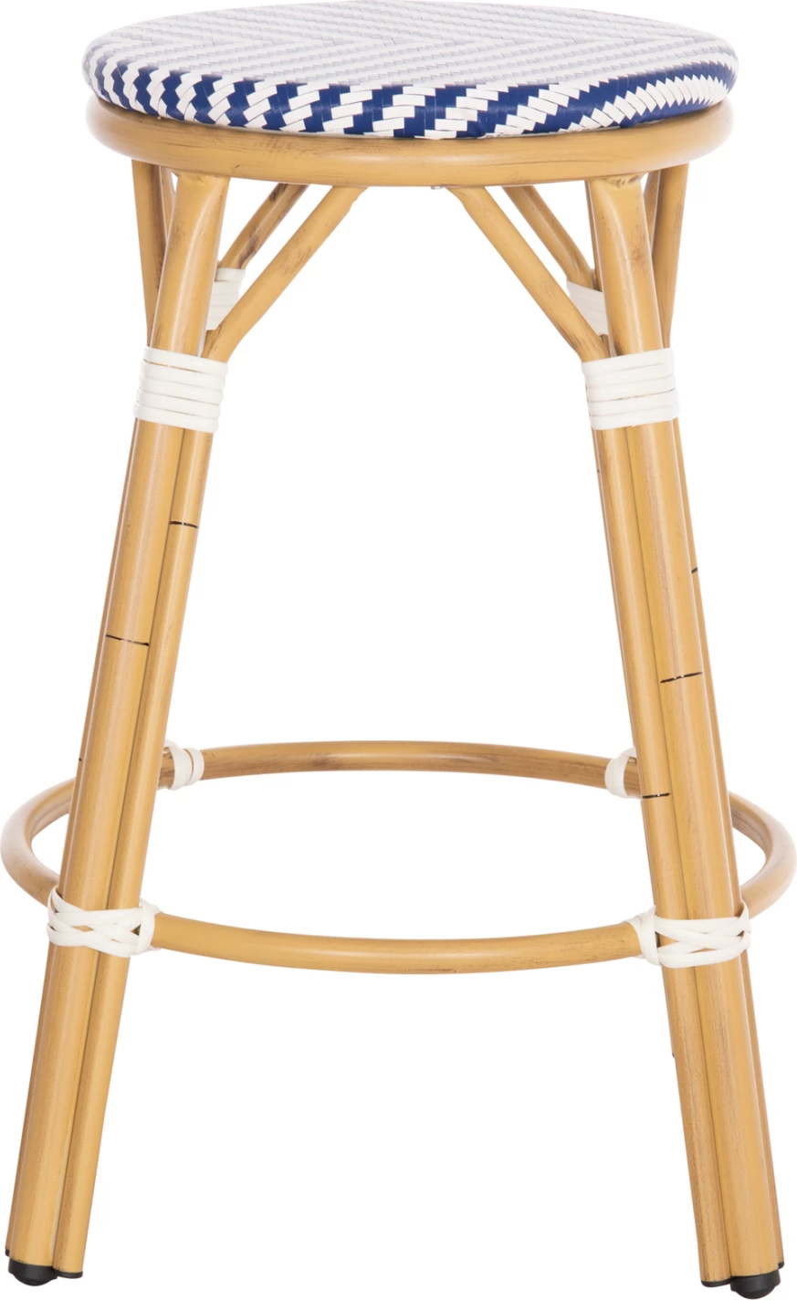 Karrige për bar mesatare alumini CHINO FH6286.05 pamje bambuje & tekstilene blu 43x43x65Hcm