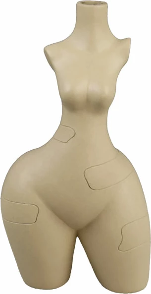 Vazo dekorative trup dardhe, polirezine, bezhë, 13.5x8.5x25cm