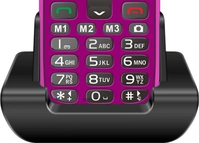 Telefon me butona Evolveo Easyphone XR MPN 23514, ekran me ngjyra, butona të mëdhenj, SOS, USB-C, bazë karikimi, rozë