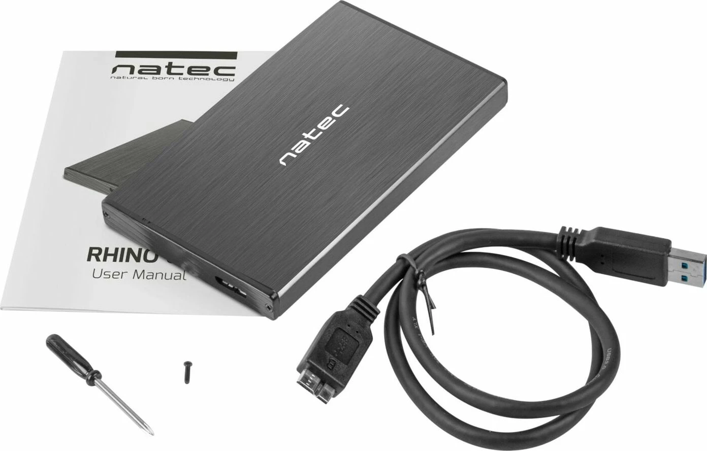 Kasë e jashtme për HDD/SSD 2.5" Natec Rhino Go NKZ-0941, SATA III në USB 3.2 Gen 1, e zezë