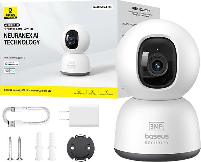 Kamerë sigurie Baseus P1 Lite 2K, për brenda, e bardhë