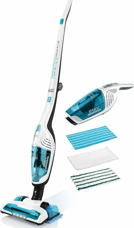 Fshesë vertikale pa kabëll ETA Moneto II Aqua Plus 6453 90000, 21.6V, 0.55L, me mop/larje, e bardhë, set me aksesorë