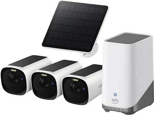 Kamerë sigurie EUFY E8144326, Wi‑Fi, 2688x1520, IP66, me panel diellor, bardhë/zezë
