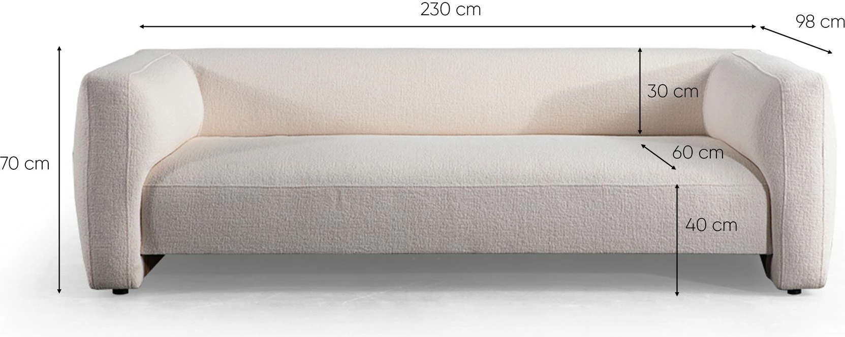 Divan treshe Rena 3, Atelier del Sofa, ngjyrë e bardhë