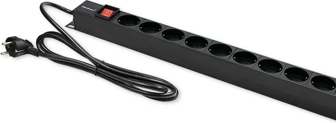 Kasë PDU Qoltec 54605, 16x SCHUKO, 1.8m, për rack, e zezë