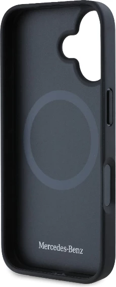 Mbështjellës Mercedes Plain Smooth Leather MagSafe për iPhone 16, i zi