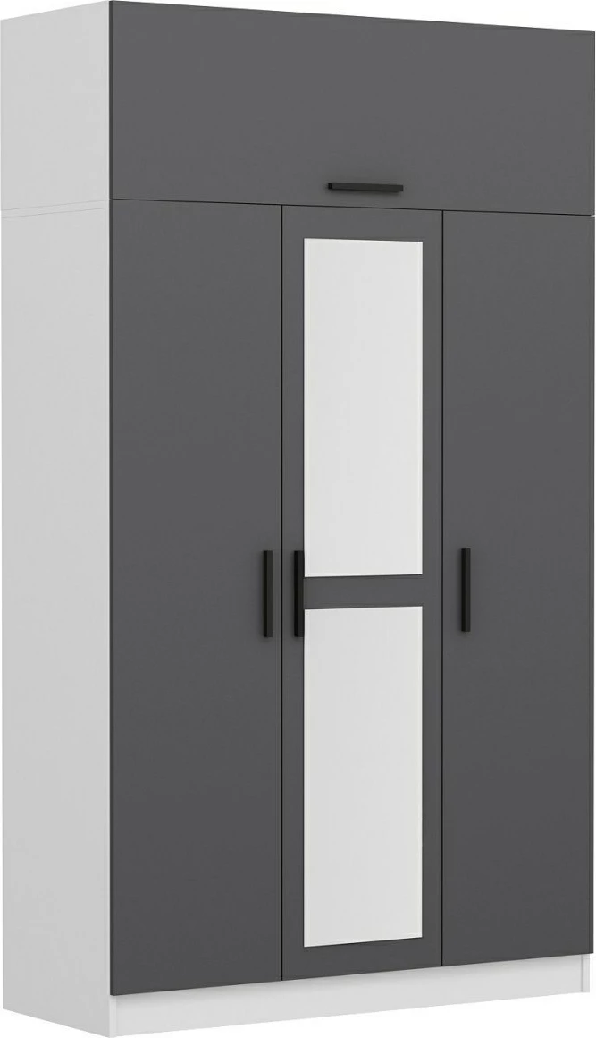 Dollap Skye Decor, 3 kapak, anthracite, i bardhë, 255cm