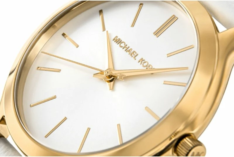 Orë dore femrash Michael Kors Slim Runway MK7544, e bardhë