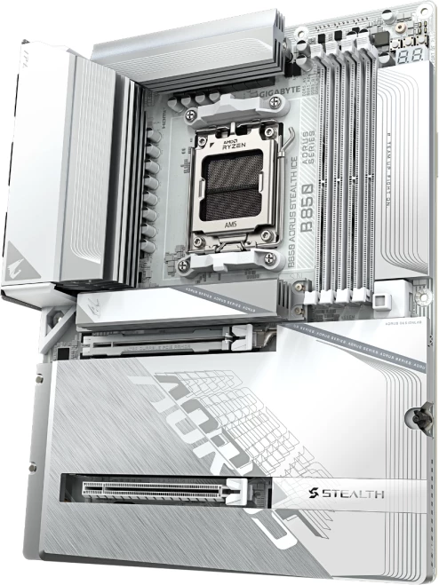 Pllakë amë GIGABYTE B850 A STEALTH ICE, AM5, ATX, DDR5, Wi‑Fi 7, 5GbE, e bardhë