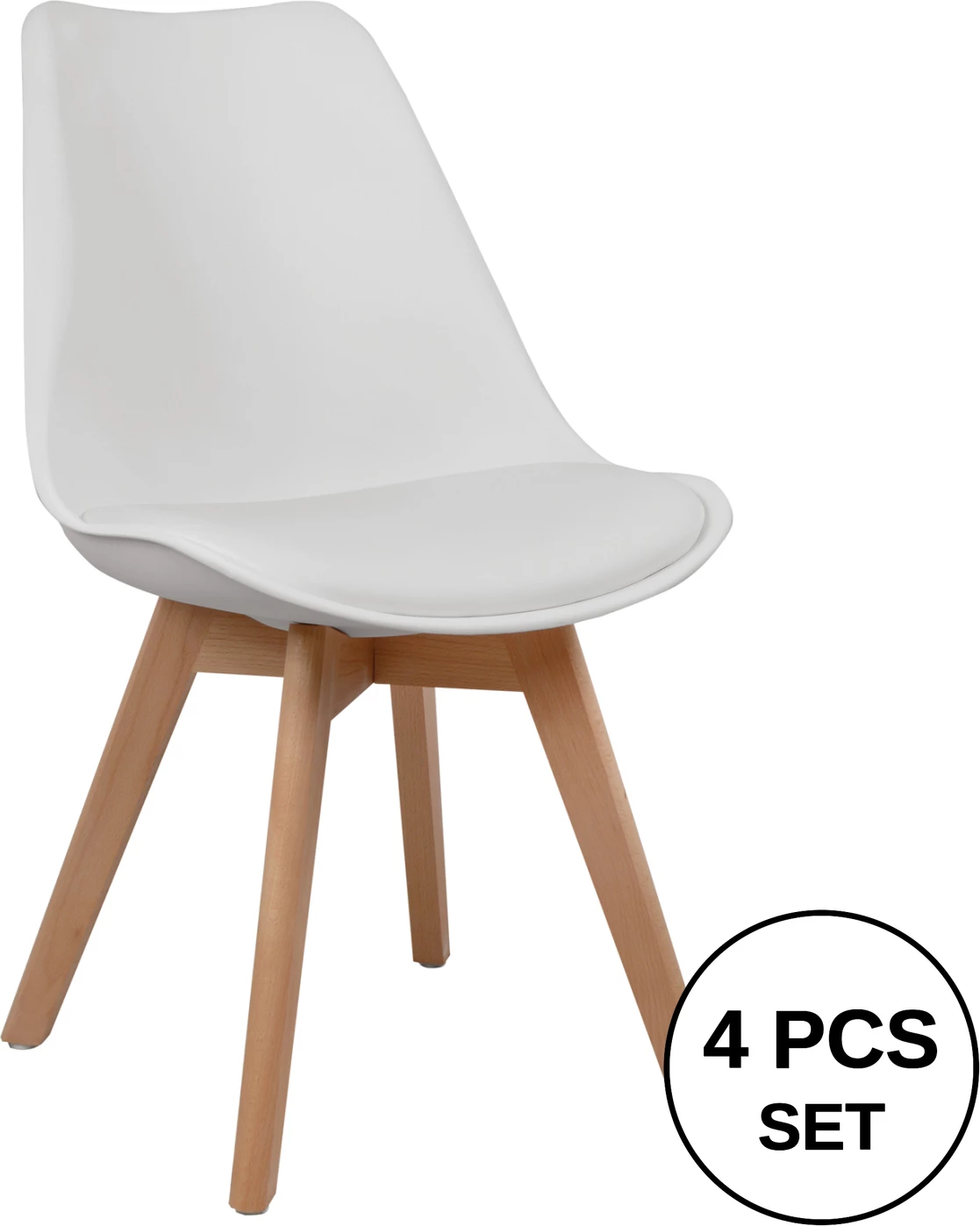 Set Karrige Vegas FH0033.01, këmbë druri, 47x56.6x82 cm, 4 copë, e bardhë