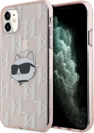 Mbështjellës Karl Lagerfeld IML Choupette Head & Monogram për iPhone 11/XR, Rozë