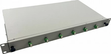 Spleissbox fibër optike Helos LWL 19" 1U, 6x LC/APC Duplex OS2, gri