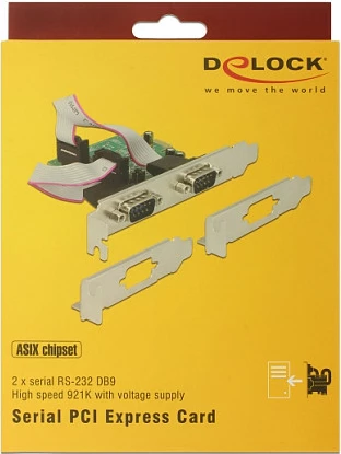 Kartelë PCIe DeLOCK 89641, 2x RS-232 (DB9), low-profile, PCIe 2.0, e gjelbër