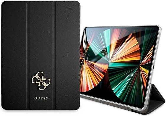 Mbështjellës Guess Saffiano për iPad 12.9" 2021, Book Cover, e zezë