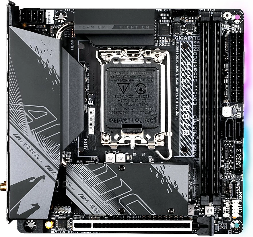Pllakë amë Gigabyte GA-B760I AORUS PRO, Socket 1700, DDR5, mini ITX