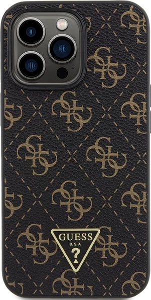 Mbështjellës Guess 4G Triangle Metal Logo për iPhone 14 Pro, i zi