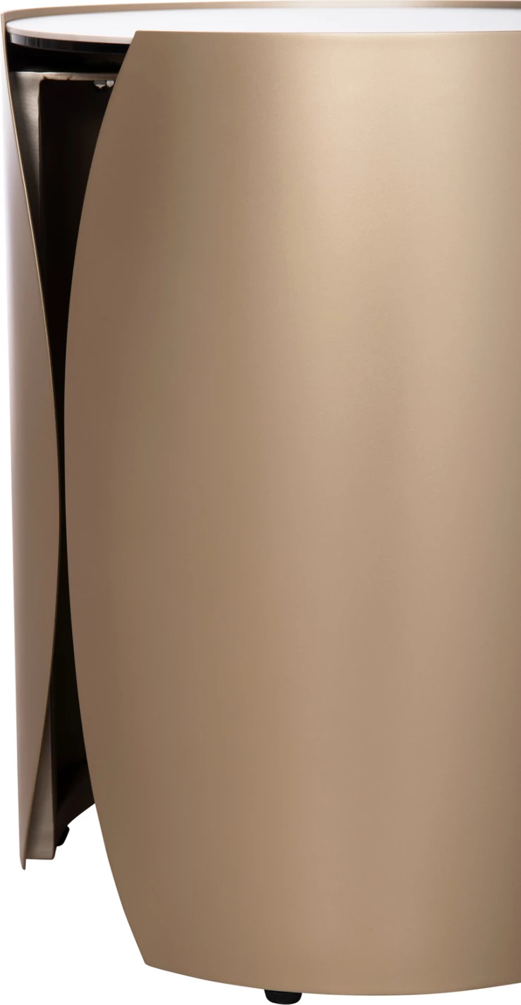 Tavolinë anësore rrethore Obsession, ngjyrë shampanjë, mermer i bardhë