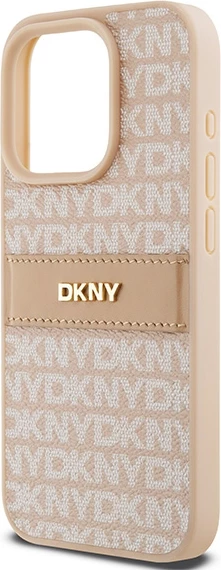 Mbështjellës DKNY Mono Stripe & Metal Logo për iPhone 15 Pro, Rozë