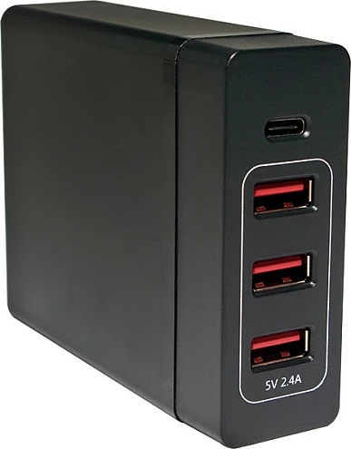 Adapter/karikues tavoline LogiLink, 3x USB-A + 1x USB-C, 60W, i zi