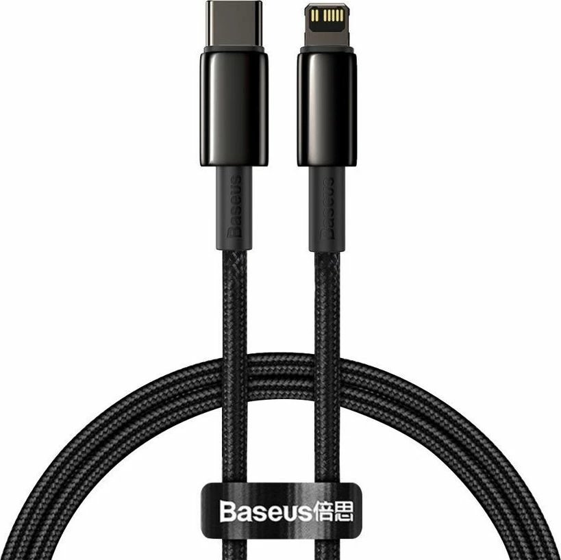 Kabllo Baseus USB-C–Lightning 6953156232037 1m PD 20W, e zezë (1 copë)