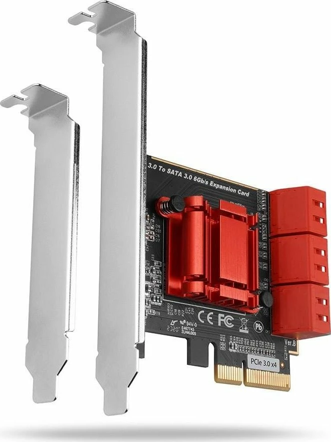 Kontroller PCI-Express SATA Axagon PCES-SA6, 6x SATA III 6Gb/s, chipset ASMedia ASM1166, low profile cover set