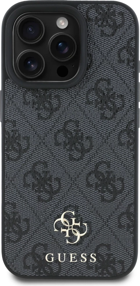 Mbështjellës Guess 4G Small Classic MagSafe për iPhone 16 Pro Max, i zi