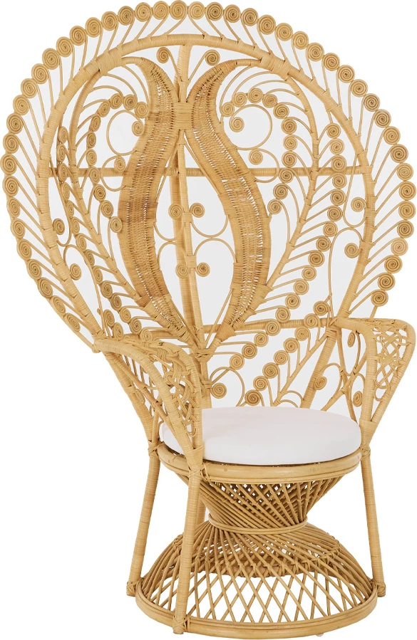 Karrige Emmanuelle prej ratanit natyral, jastëk, 115x70x150