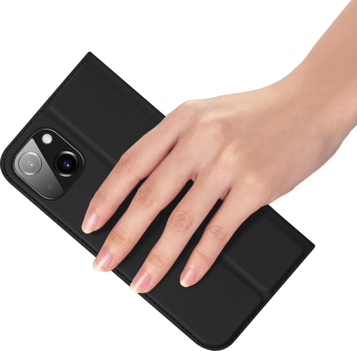 Mbështjellës Dux Ducis Skin Pro për iPhone 15 Plus, me kapak, xhep kartelash, i zi