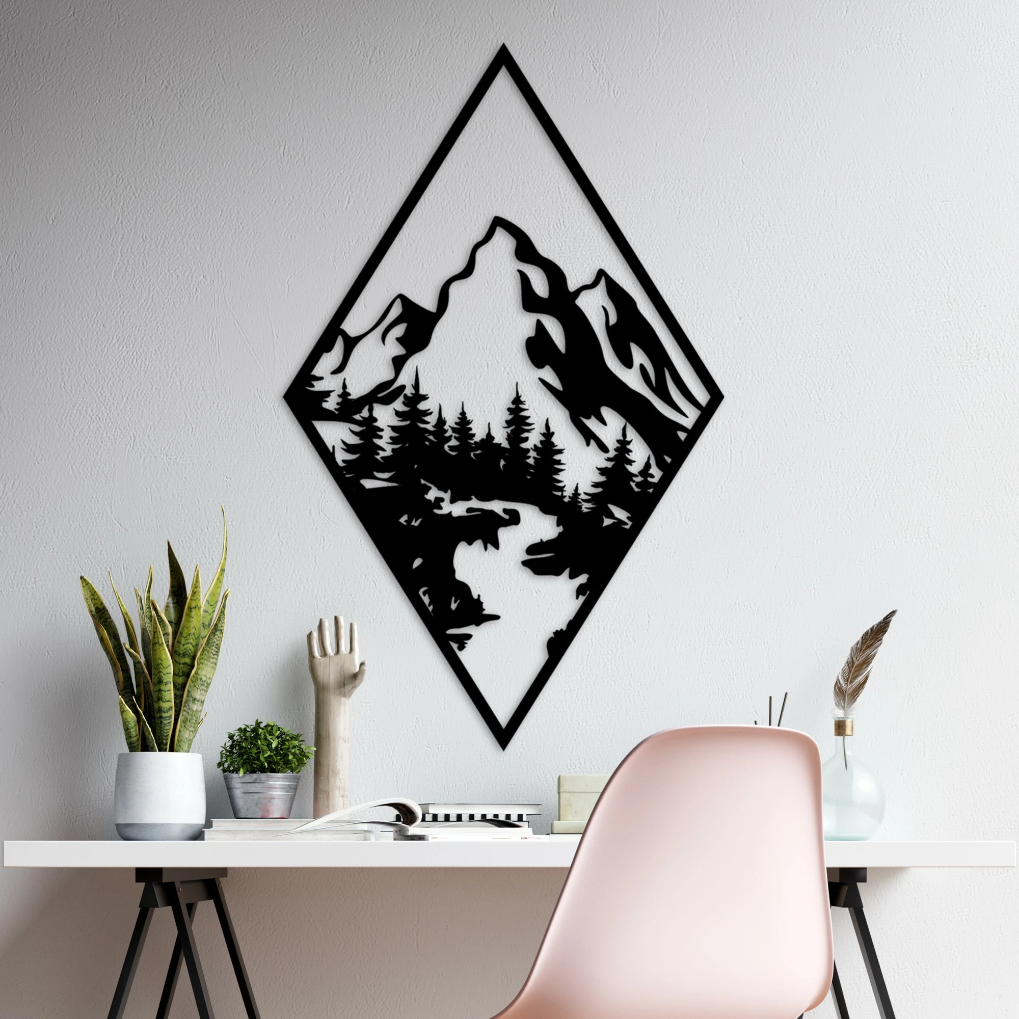 Aksesor dekorativ metalik për mur, Wallity, Montain 1