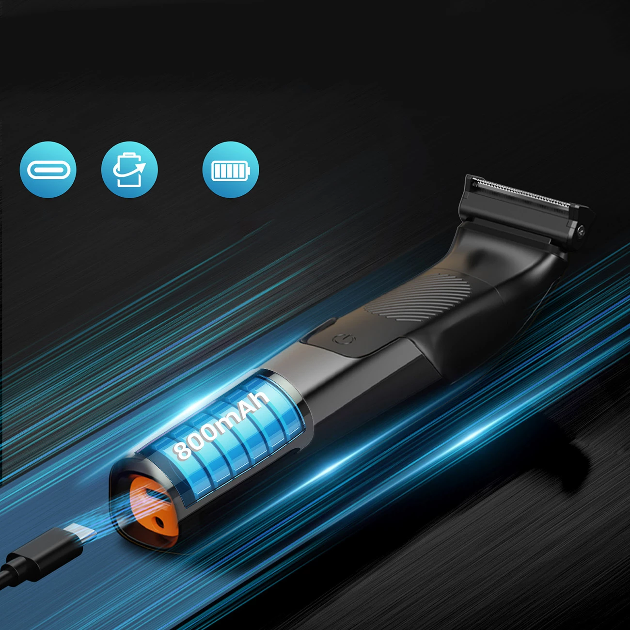 Makinë rroje multifunksionale MAXGROOM M-319, 600mAh, USB-C, IPX6, me display, set me 3 maja + krehra, e zezë