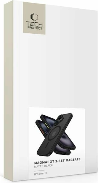 Mbështjellës Tech-Protect MagMat Magsafe 3-set për iPhone 16, Mat i zi