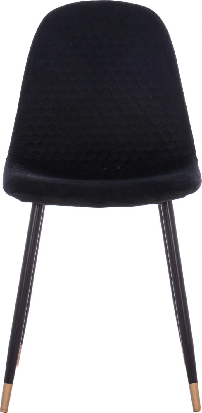 Karrige Lucille, kadife e zezë, skelet metalik, 45x56x81 cm, set prej 4 copash