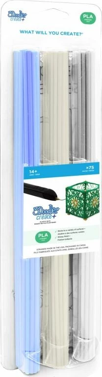Filament PLA 3Doodler PL-CLEAR-75 3mm, 75 copë, set 3 ngjyra (blu transparent/transparent/e bardhë)