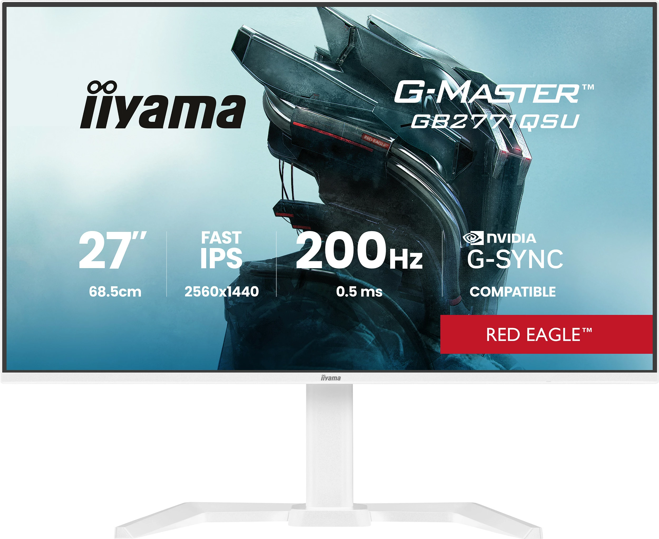 Monitor iiyama G-MASTER GB2771QSU-W1, 27", WQHD 2560x1440, 200Hz, IPS, i bardhë