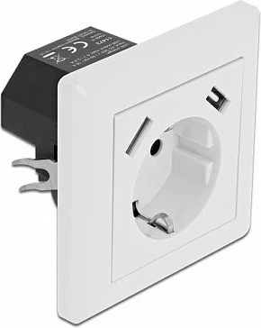 Prizë muri DeLOCK, CEE 7/3 me 2x USB-A 2.8A, 250V, e bardhë