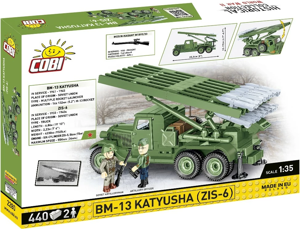 Set blloqe ndërtimi Cobi BM-13 Katyusha (ZIS-6), 440 pjesë, 1:35, Jeshile