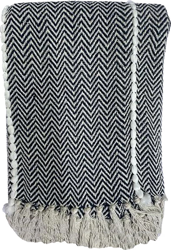 Batanije dekorative Pira, pambuk-poliester, e bardhë-e zezë, 130x170cm