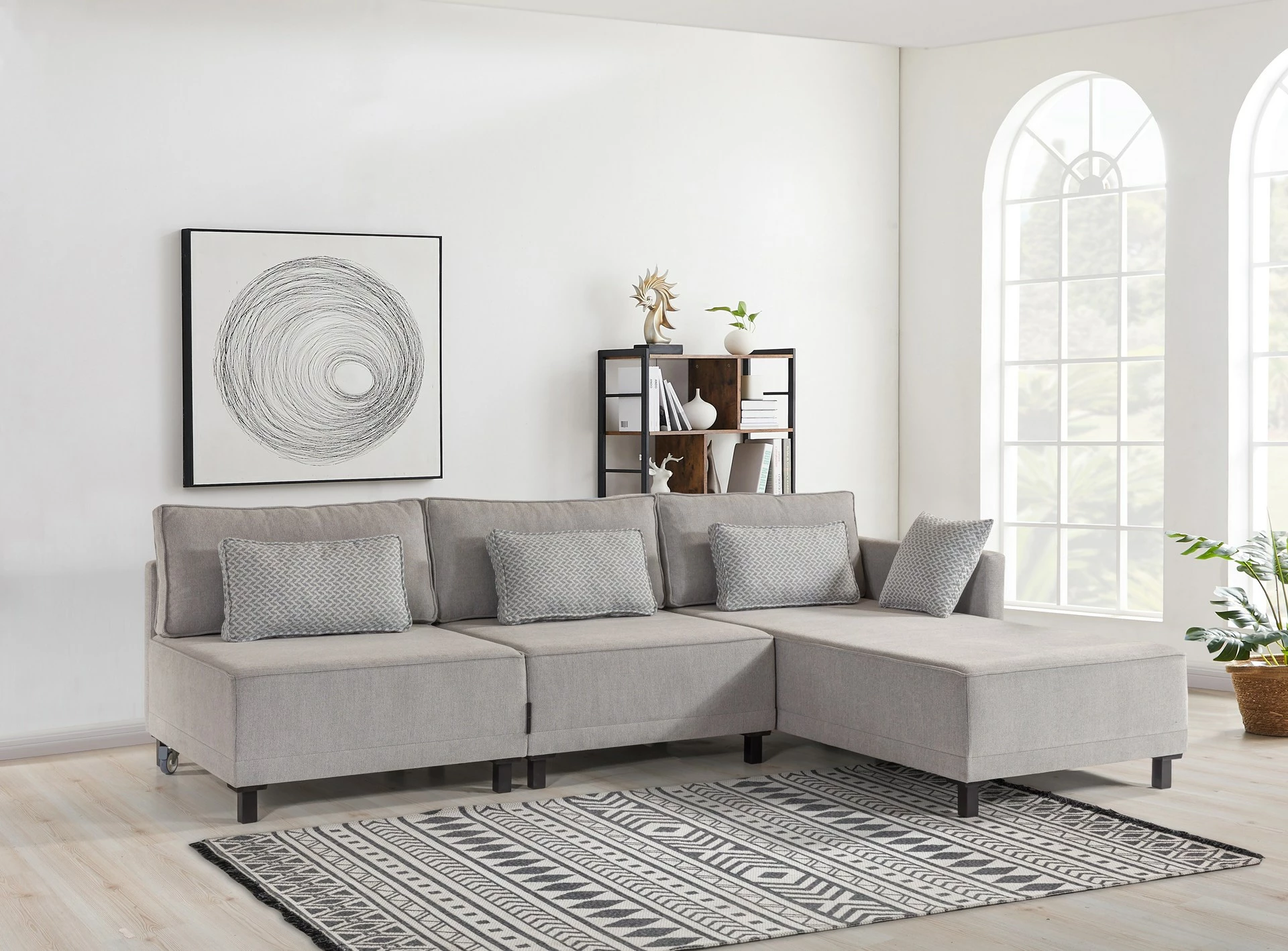 Kënd divan-krevat Atelier del Sofa, Matris, anë e djathtë, ngjyrë gri