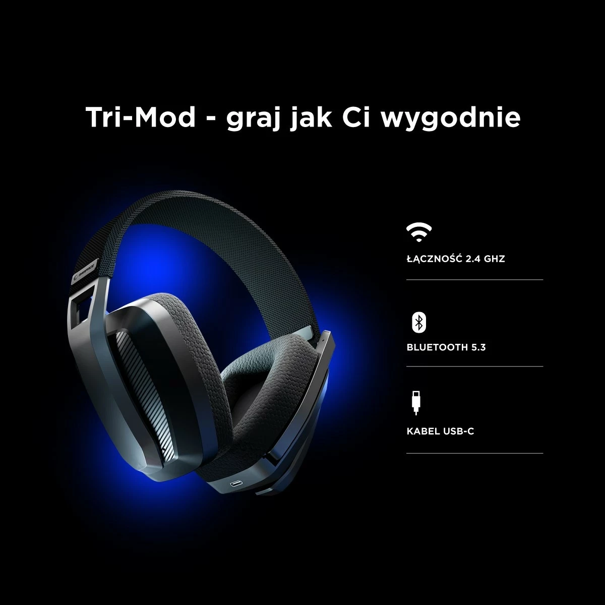 Kufje gaming Rampage BLITZ, wireless, Bluetooth 5.3, me mikrofon, të zeza