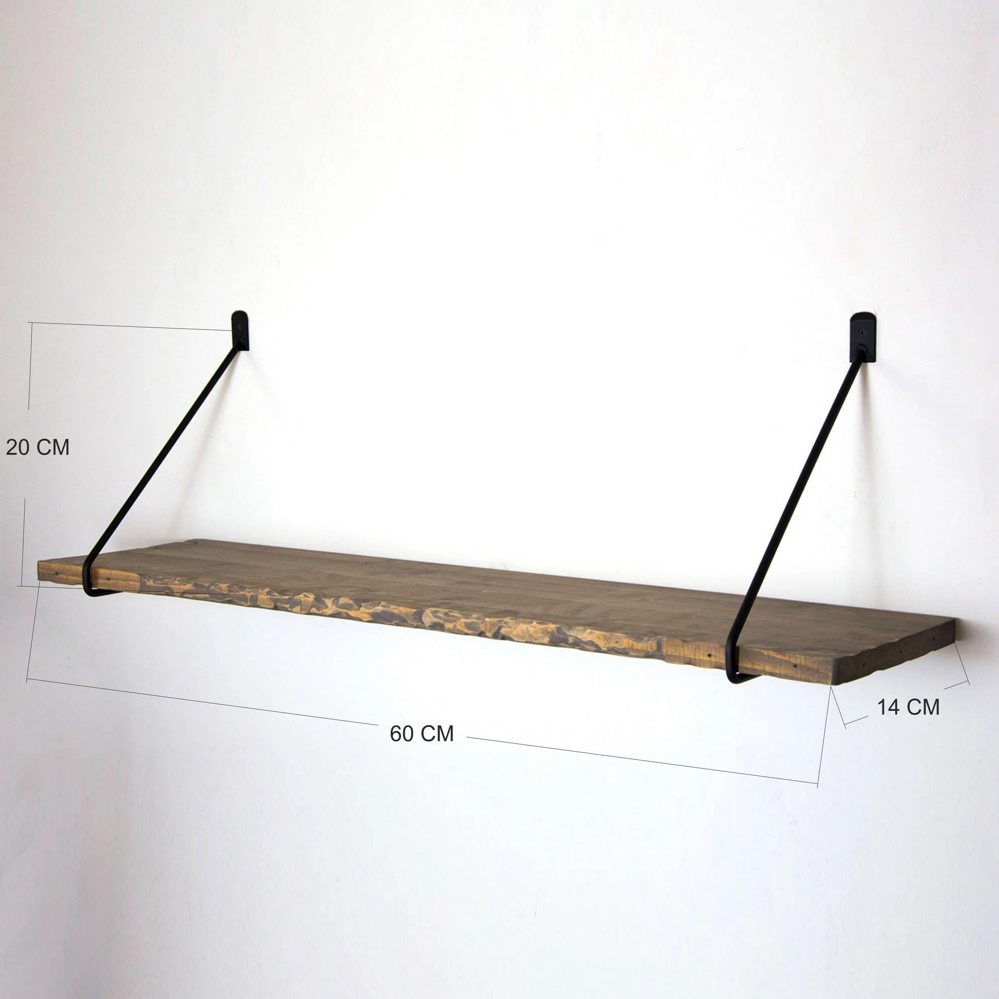 Raft dekorativ prej druri për mur, Hanah Home, Wr038, ngjyrë arre dhe e zezë