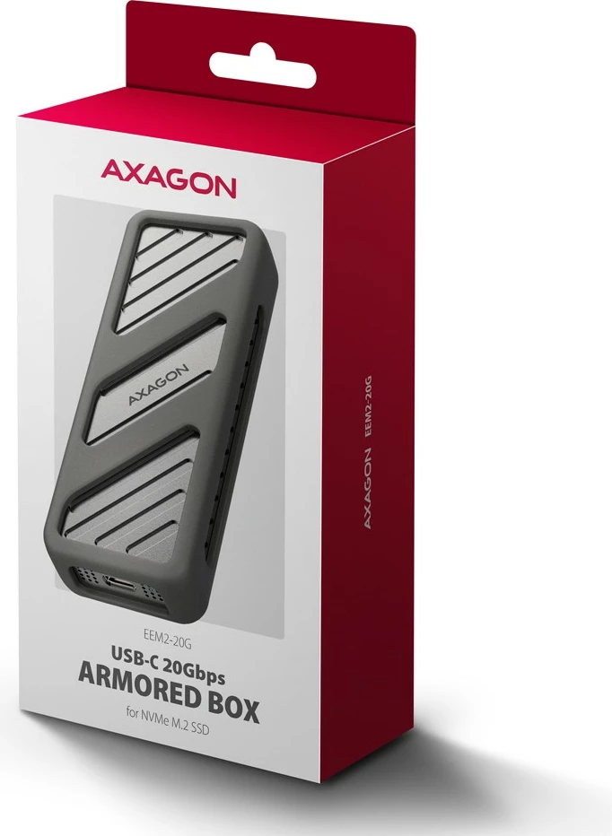 Kasë e jashtme AXAGON EEM2-20G për SSD M.2 NVMe, USB-C 3.2 Gen 2x2, 20Gbps, Alumini, E zezë