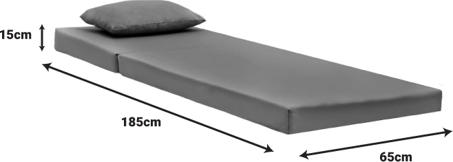 Shezlong Sadie, pëlhurë gri, 65x185x15cm