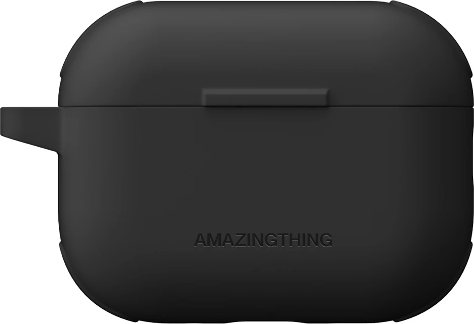 Mbështjellës AmazingThing Omni Case Titan për Apple AirPods Pro 3, silikon, me karabinë, kompatibil me karikim wireless, i zi