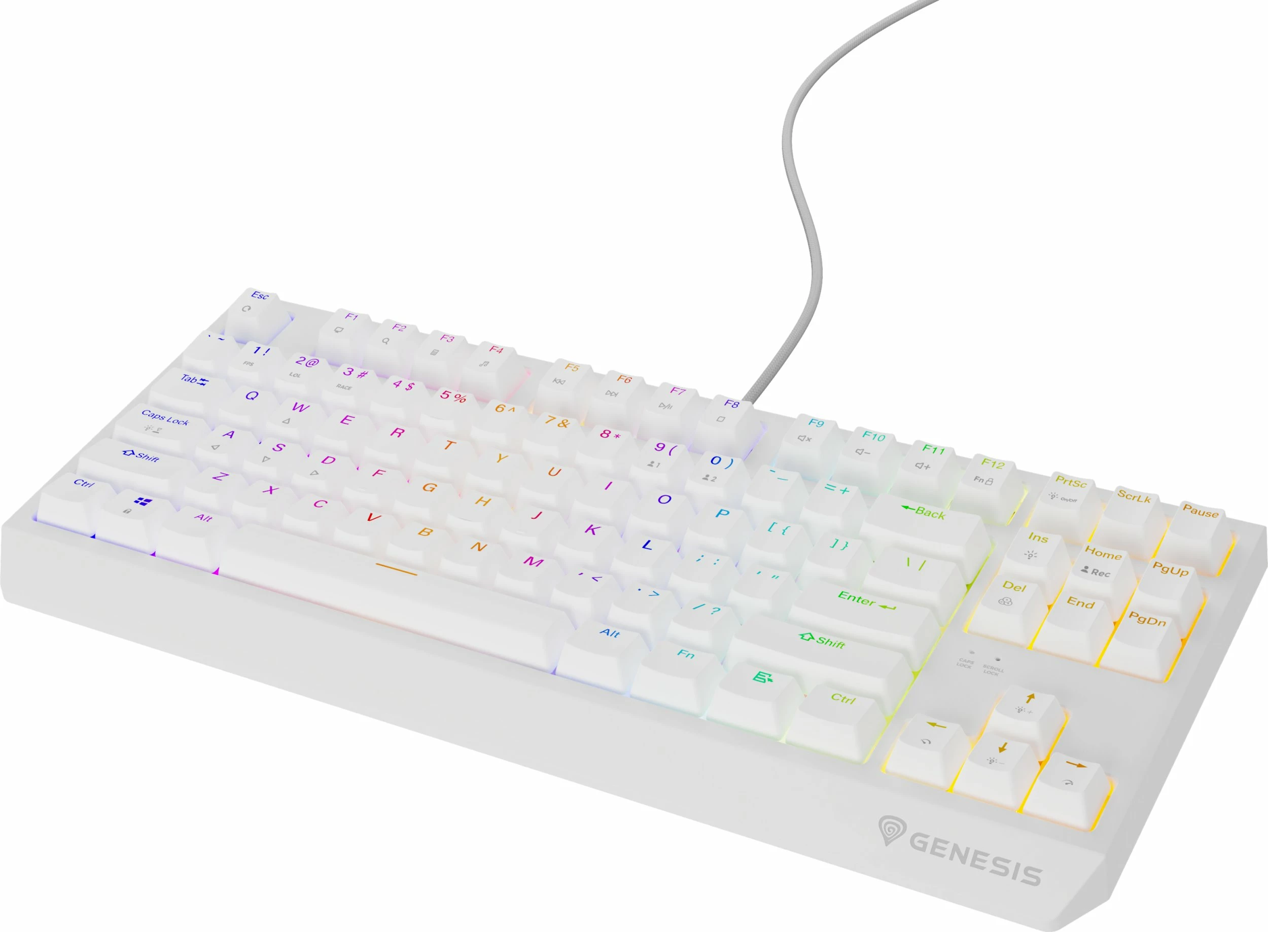 Tastierë mekanike gaming Genesis Thor 230 TKL, Outemu Red, Hot Swap, RGB, USB me kabllo 1.6 m, layout US, e bardhë (NKG-2078)