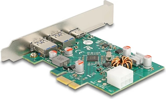 Kartë zgjerimi PCIe DeLOCK, 2x USB-A + 1x USB-C PD 30W, USB 3.2 Gen1 5Gbps, e gjelbër