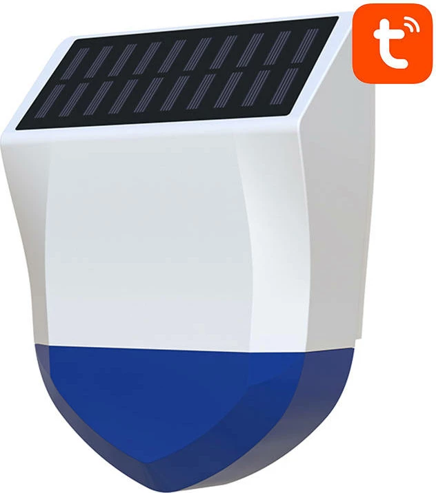 Alarm i jashtëm me sirenë Neo NAS-AB06W, WiFi, Tuya, me panel diellor, Bardhë/Kaltër