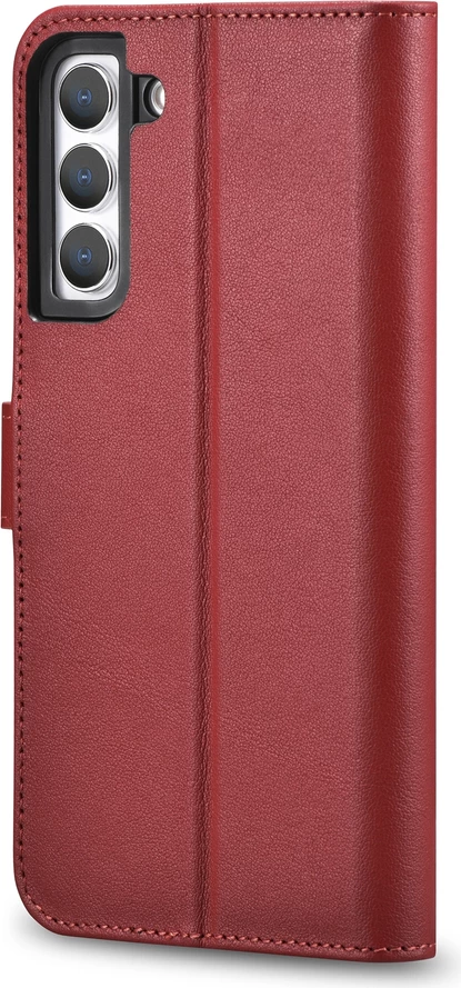 Mbështjellës lëkure iCarer Haitang për Samsung Galaxy S22+, me portofol dhe qëndrim, Kuq