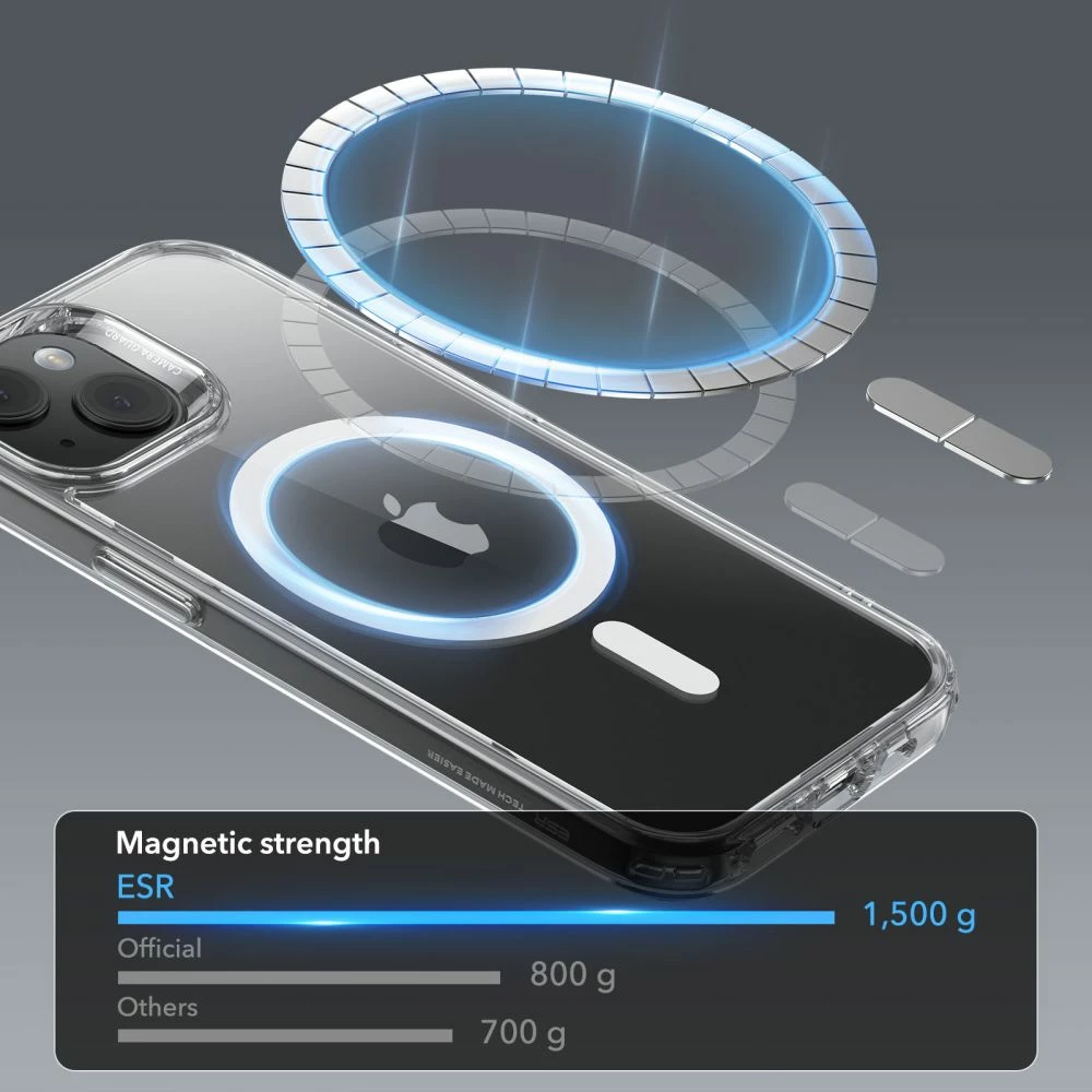 Mbështjellës ESR Classic Hybrid HaloLock me MagSafe për iPhone 15, Transparent