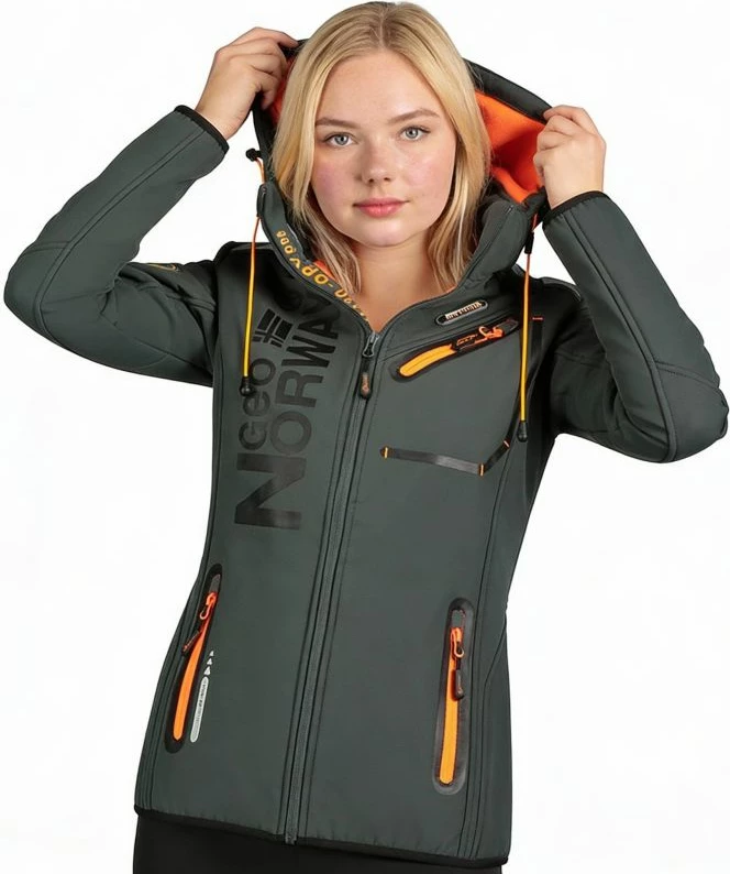 Jakne softshell për femra Geographical Norway, gri/portokalli [Madhësia: M]