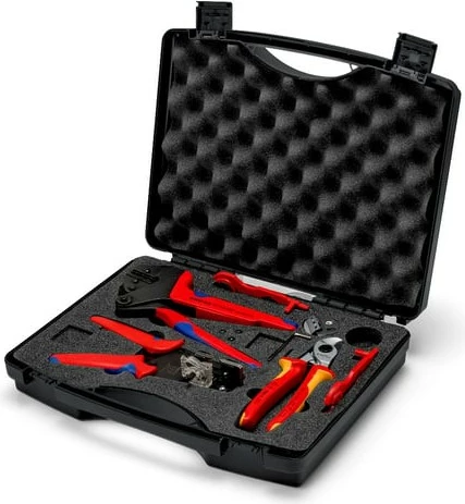Kasë veglash Knipex për fotovoltaik MC4, e zezë